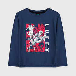Лонгслив хлопковый детский Ванпис Монки Луффи, цвет: тёмно-синий