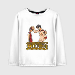 Лонгслив хлопковый детский Ванпис Луффи старший, цвет: белый