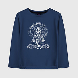 Лонгслив хлопковый детский Girl namaste, цвет: тёмно-синий