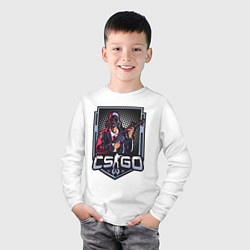 Лонгслив хлопковый детский Counter-Strike - спецназовец в противогазе, цвет: белый — фото 2