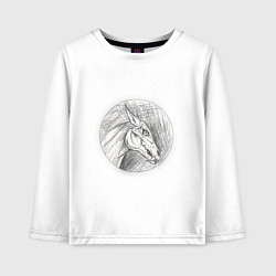 Лонгслив хлопковый детский Черепа лошадей, цвет: белый