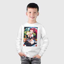 Лонгслив хлопковый детский Джесси и Мяут на пикнике, цвет: белый — фото 2