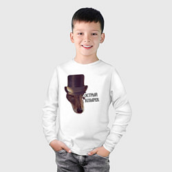 Лонгслив хлопковый детский Острый козырек, цвет: белый — фото 2