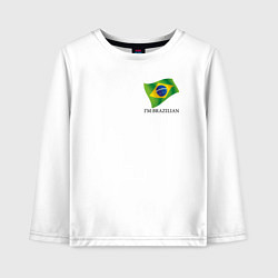 Лонгслив хлопковый детский Я Бразилец - патриотизм, цвет: белый
