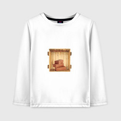 Лонгслив хлопковый детский Деревянная Коробка с Кирпичами, цвет: белый