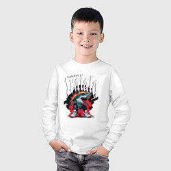 Лонгслив хлопковый детский Итальянские мемы акула в кроссовках, цвет: белый — фото 2