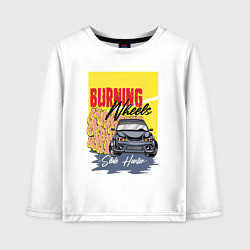 Лонгслив хлопковый детский Burning wheels, цвет: белый