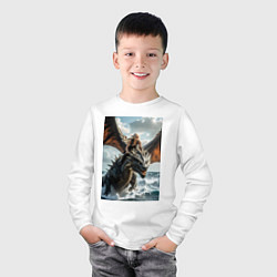 Лонгслив хлопковый детский Девушка летит на драконе в стиле Игры престолов, цвет: белый — фото 2