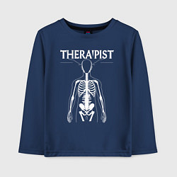 Лонгслив хлопковый детский Терапевт со скелетом, цвет: тёмно-синий