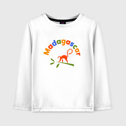 Лонгслив хлопковый детский Лемур в Мадагаскаре, цвет: белый