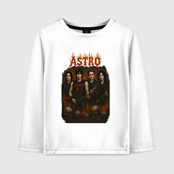 Лонгслив хлопковый детский Astro в стиле хэви метал, цвет: белый