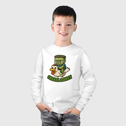 Лонгслив хлопковый детский Зомби наездник, цвет: белый — фото 2