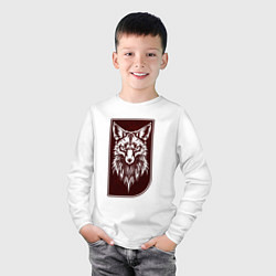 Лонгслив хлопковый детский Лис на багровом фоне, цвет: белый — фото 2