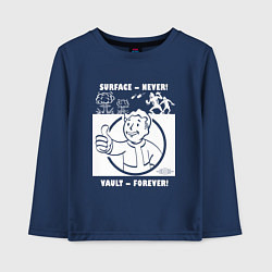 Лонгслив хлопковый детский Поверхность никогда - убежище навсегда, цвет: тёмно-синий