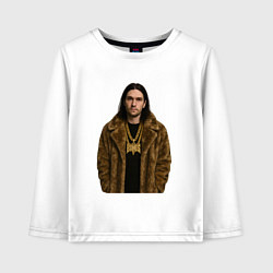 Лонгслив хлопковый детский Bones в шубе, цвет: белый