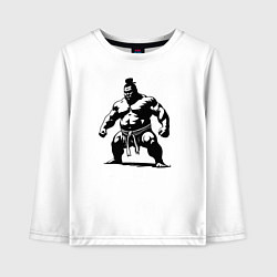 Лонгслив хлопковый детский Эпичный сумоист, цвет: белый