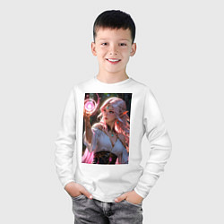 Лонгслив хлопковый детский Нежная эльфийка с магической сферой, цвет: белый — фото 2