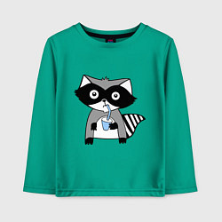 Лонгслив хлопковый детский Енот-мальчик, цвет: зеленый