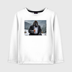 Детский лонгслив Горилла в костюме: зимний релакс