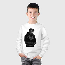 Лонгслив хлопковый детский XXXTentacion в черно-белом стиле, цвет: белый — фото 2