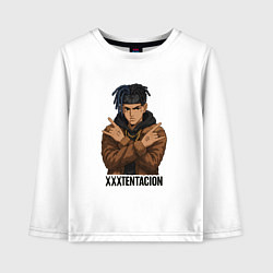 Лонгслив хлопковый детский XXXTentacion скрестил руки, цвет: белый