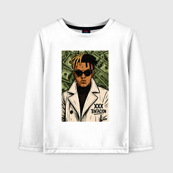 Лонгслив хлопковый детский XXXTentacion в деньгах, цвет: белый