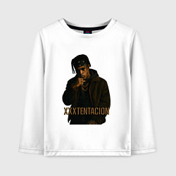 Лонгслив хлопковый детский XXXTentacion c кулаком, цвет: белый