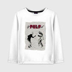 Лонгслив хлопковый детский Криминальное чтиво постер, цвет: белый