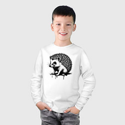 Лонгслив хлопковый детский Ежик в стиле граффити, цвет: белый — фото 2