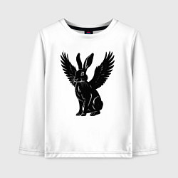 Лонгслив хлопковый детский Черный заяц с крыльями, цвет: белый