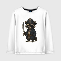 Лонгслив хлопковый детский Енот пират, цвет: белый