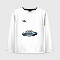 Детский лонгслив Летающее такси ретрофутуризм стримлайн