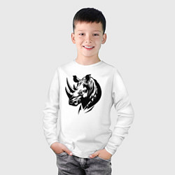 Лонгслив хлопковый детский Черный носорог, цвет: белый — фото 2