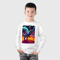 Лонгслив хлопковый детский Bender bending robot riding a tyrannosaurus - plan, цвет: белый — фото 2