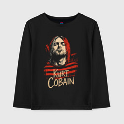 Лонгслив хлопковый детский Курт Кобейн с надписью, цвет: черный