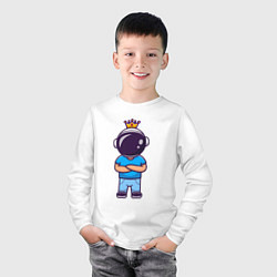 Лонгслив хлопковый детский Король космонавт, цвет: белый — фото 2