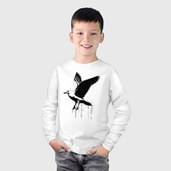 Лонгслив хлопковый детский Летящая Чайка, цвет: белый — фото 2