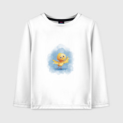 Лонгслив хлопковый детский Цыпленок учится летать, цвет: белый