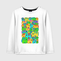 Лонгслив хлопковый детский Яркие тропические рыбки, цвет: белый