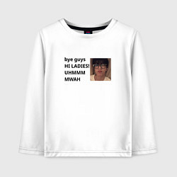 Лонгслив хлопковый детский Субин TXT Bye guys Hi ladies, цвет: белый