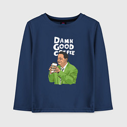 Лонгслив хлопковый детский Damn good coffee, цвет: тёмно-синий