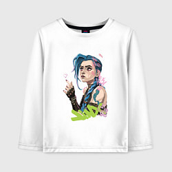 Лонгслив хлопковый детский Джинкс Аркейн, цвет: белый