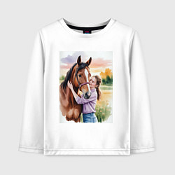 Лонгслив хлопковый детский Обними меня крепче, цвет: белый