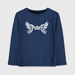 Лонгслив хлопковый детский Покер с крыльями, цвет: тёмно-синий