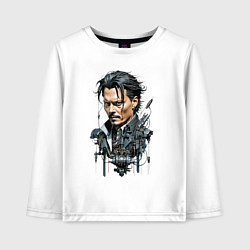 Лонгслив хлопковый детский Cyborg Johnny Depp, цвет: белый