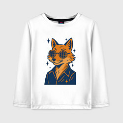 Лонгслив хлопковый детский Лиса в очках, цвет: белый