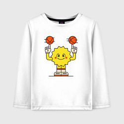 Лонгслив хлопковый детский Солнечный баскетбол, цвет: белый