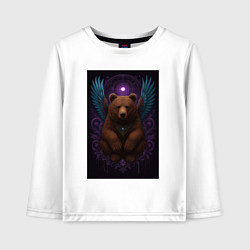 Лонгслив хлопковый детский Духовный медведь, цвет: белый