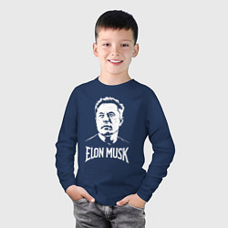 Лонгслив хлопковый детский Взгляд в космос Илона Маска, цвет: тёмно-синий — фото 2