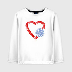 Лонгслив хлопковый детский Сердце волейбола, цвет: белый